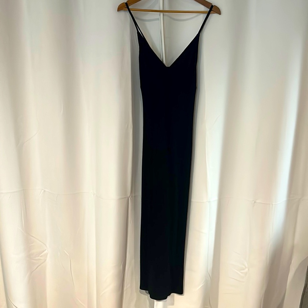 Reformation ribbed cross tied black dress size large